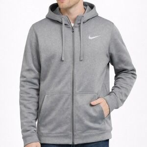Nike Mens Medium Gray Therma Fit Full Zip Hoodie Sweatshirt Jacket Athletic Gear